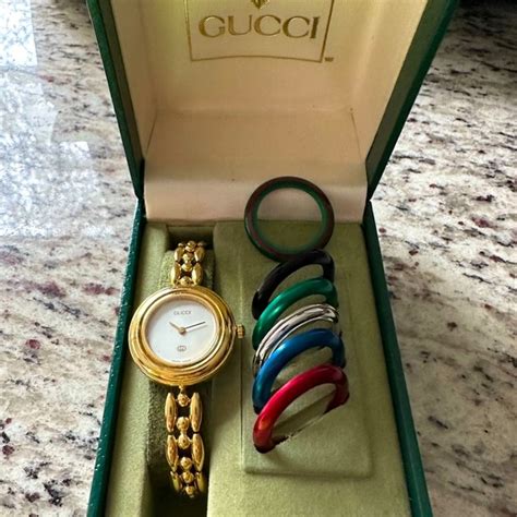 gucci interchangeable bezel watch|gucci vintage watch changeable bezel.